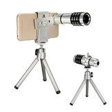 Lente do telescópio óptico de telefoto óptico de zoom de 12X com zoom de 80 ° com suporte para tripé de alumínio para câmera de smartphone