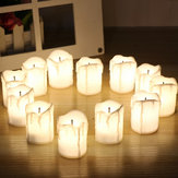 12 شمعة إضاءة LED كاشفة بدون لهب مدارة بالبطارية للزفاف و عيد الميلاد