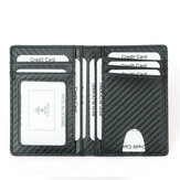 حقيبة بطاقات DKER TQ-303 من الألياف الكربونية وجلد حامل بطاقات الائتمان المصغرة ورخصة القيادة منظم محفظة مدمجة مع نافذة شفافة