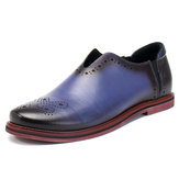 US Size6.5-11 Men Casual Soft Sole Comfy Brogue Style Genuine Leather Flats Oxfords Shoes