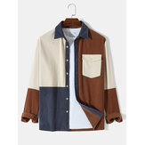 Original 
            Mens Corduroy Multicolor Flat Pocket Long Sleeve Shirts
