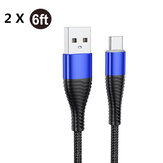 [Pack de 2] YKZ 3A USB Type-C Charge rapide Nylon Câble de données tressé pour Samsung Galaxy Note S20 ultra Huawei Mate40 pour OnePlus 8 Pro