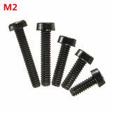 Suleve™ M2NC1 20 stuks M2 zwarte ronde nylon schroeven Kruiskop schroeven met ronde kop Bout