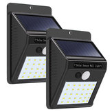 2個の太陽光発電30 LED PIRモーションセンサーウォールライト防水屋外パスヤードガーデンセキュリティランプ