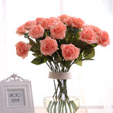 Flor Artificial de Rosa Ramo Individual de Flores Falsas para Decoração de Casa Casamento Hidratação Rosas de Seda