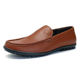 Men Casual Business Comfy Sole Genuine Leather Slip On Loafers Flats