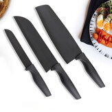 3-teiliges Set schwarzer Edelstahl-Küchenmesser mit Antihaftbeschichtung, scharfer Klinge und leichtem Griff. Küchenmesser-Geschenk