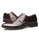 Męskie skórzane formalne biznesowe sznurowane buty Oxford
