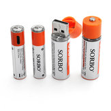 4PCS SORBO 1.5V AA 1200mA e AAA 400mA Suporte de bateria Lipo Carregamento rápido USB