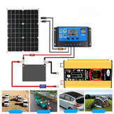 Inversou de energia solar DC 12V para AC 110V/220V Inteligente com tela Painel solar 18V 18W Kit conversou solar de 30A 12V/24V
