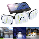Elfeland 108 LED 8W 6500K 3 Cabeza Lámpara Solar de Pared al Aire Libre IP65 Impermeable Luz Solar con 3 Modos de Iluminación Inducción + Modo de Luz Micro