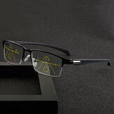 Unissex Anti-blue Light Dual-use Lightweight Multi-focus Half-frame Reading Óculos Presbiopic Óculos