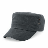 Men Cotton Flat Vintage Washed Cap Air Hole Stitching Retro Polo Baseball Hat Adjustable