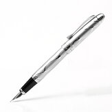 Hongdian 5010 Penna stilografica in metallo argento 0,4 / 0,5 mm Pennino in metallo Rilievo squisito Modello Penna a inchiostro regalo squisito per ufficio commerciale