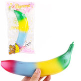 SanQi Elan Rainbow Banana Squishy 18*4CM Miękki Powoli Wzrastający Z Opakowaniem Zbiórka Prezent Zabawka