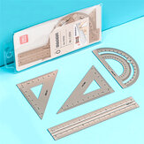 Deli 79532 4pcs/set Metal Ruler Aluminum Alloy Drawing Measurement Geometry Ruler Stationery School Office Supplies
