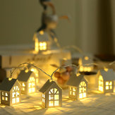 2M Battery Powered Wooden House Style Fairy String Light 10 LED Festival Christmas Indoor Decor