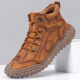 Men Hand Stitching Toe-Protected Soft Sole Comfy Casual Leather Boots