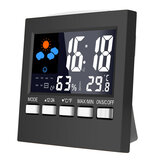 Reloj despertador digital DC-001 con pantalla LCD de estación meteorológica de temperatura y humedad para la mesa