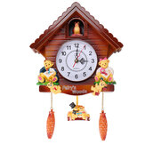 Antique Coucou En Bois Horloge Murale Oiseau Temps Bell Swing Alarm Watch Mur Décor À La Maison