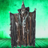 Halloween függő szellem boszorkány hang piros lámpa szemekkel party dekorációs játékok kellékek 
