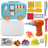 Kit de brinquedos infantis com furadeira elétrica, kit de quebra-cabeça de montagem, brinquedos educativos presente