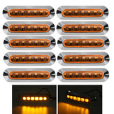 10PCS 12V 24V 6 LED Side Marker Lights Lamp Amber for Truck Trailer Caravan Lorry Van