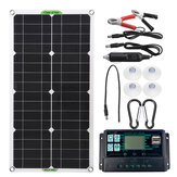 مجموعة لوحة شمسية محمولة بقوة 25 واط مع مزود طاقة USB مزدوج ومجموعة تحكم شمسية 60A/100A