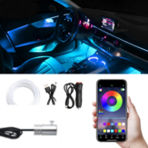 1IN1 2M RGB LED Atmosphäre Auto Innenraum Umgebungslicht Fiber Optic Strips Licht durch App Control Neon LED Auto Dekorative Lampe