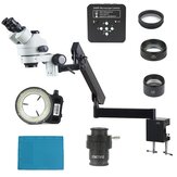 3.5X - 90X bras articulé pince de pilier Zoom Simul Microscope stéréo trinoculaire focal + caméra vidéo 34MP pour PCB industriel