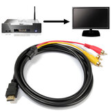 1080P HDMI Macho para 3RCA Áudio e Vídeo AV Saída Transmitir Cabo Adaptador 1.5M / 5 Pés