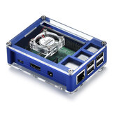 3-σε-1 Μπλε ABS Προστατευτική θήκη περιβλήματος   Ανεμιστήρας   Σετ ψύκτρας για Raspberry Pi 3B   / 3B / 2B