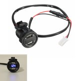 Araba Motosiklet için 12V 2.1A 1A Çift USB Şarj Soketi Voltaj Voltmetre Led Işık