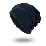  الرجال محبوك الصلبة اللون الشتاء الدافئ الجمجمة قبعة صغيرة مع بطانة الكشمير الرياضة في الهواء الطلق القبعات