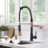 Brass Kitchen Sink Faucet 360 Degree Rotation Single Handle Mix Hot & Cold Water Faucet Tap with Pull-out Spray Head