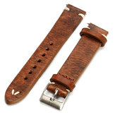 Bracelet de montre en cuir vieilli de style vintage pour hommes/femmes avec coutures