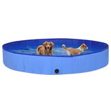 [EU Direct] vidaxl 92603 Foldable Dog Swimming Pool Blue 300x40 cm PVC Puppy Bath Collapsible Bathing for Cats Playing Kids Bathtub Pet Supplies