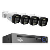 Hiseeu 8CS PoE Biztonsági CCTV kamera rendszer színes éjjellátóval, 2-irányú hanggal, alkalmazás által távoli felügyelettel, H.265 AI Arcfelismeréssel, IP66 vízálló kültéri IP kamerával és NVR készlettel