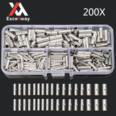 Excellway® TC20 200Pcs Konektor Splice Pantat Tembaga 22-10AWG Tinned Crimp Terminal Kit
