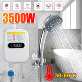 [EU Direct] 3500 W 220 V Mini-Warmwasserbereiter Heißer elektrischer tankloser Haushalts-Badezimmerhahn mit Duschkopf LCD Temperaturanzeige