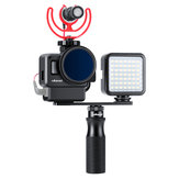 Caixa de Proteção Ulanzi V2 Pro Vlog com Adaptador de Microfone com Filtro de 52mm, Tampa da Lente e Gaiola de Vlogging para Câmera de Ação Gopro 7 6 5 Black