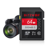 BlitzWolf®BW-SDC1 UHS-II SD Hafıza Kartı U3 C10 V90 32GB 64GB MILC SLR Kamera Sürüş Kaydedici için 128GB Veri Depolama Kartı