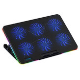 Bases de refrigeração para laptops FRIOFRIO com iluminação RGB, 6 ventiladores e suporte para celular para laptops de até 17 polegadas