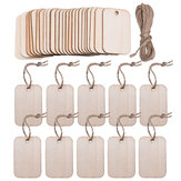 TWOTREES® 50 sztuk Nature Wood Slice tagi prezentowe pusty prostokąt drewniana wisząca etykieta z konopnymi linami do dekoracji DIY do grawerowania laserowego