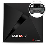EU A5X MAX PLUS RK3328 4GB RAM 32GB ROM 5G WIFI 1000M LAN TV Box mit I8 Weiß Beleuchtete Airmouse