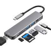 Bakeey 6-in-1 USB-C Hub Adapter HDMI 4K@30Hz USB3.0 USB-C Dockingstation 100W PD-Ladung SD-Lesegerät Witch-Splitter für Apple Huawei Laptops Macbook