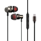 Bakeey Type-c fone de ouvido estéreo de som surround de metal esportes com microfone para xiaomi note3 mix2 Huawei