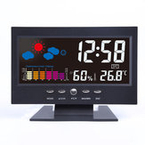 Bakeey Digitale LCD Thermometer Hygrometer Geluidsgeactiveerd Scherm Weerbericht Temperatuurtrend Kalender Snooze Alarmklok