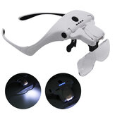 300mah Profi Vergrößerungsbrille mit 5 Linsen 1X-3.5X 4 LED Stirnlampe USB-Ladegerät Schmuckreparaturlupe Handwerk.
