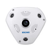 Câmera ESCAM Fisheye Suporte VR QP180 Shark 960P IP Câmera WiFi 1.3MP Câmera Panorâmica de 360 Graus Visão Noturna Infravermelha